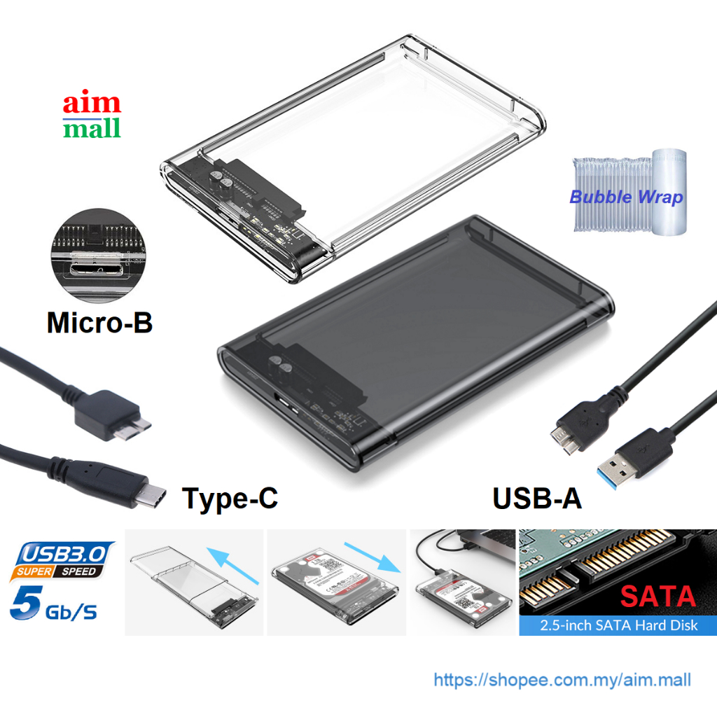 USB 3.0 SATA 2.5 inch SSD HDD Enclosure External Hard Disk Case