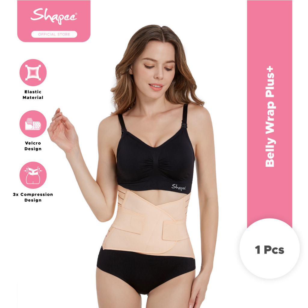 Shapee Belly Band Plus+ (Beige) - Triple & Adjustable compression, Bengkung  Postpartum, breastfeeding posture