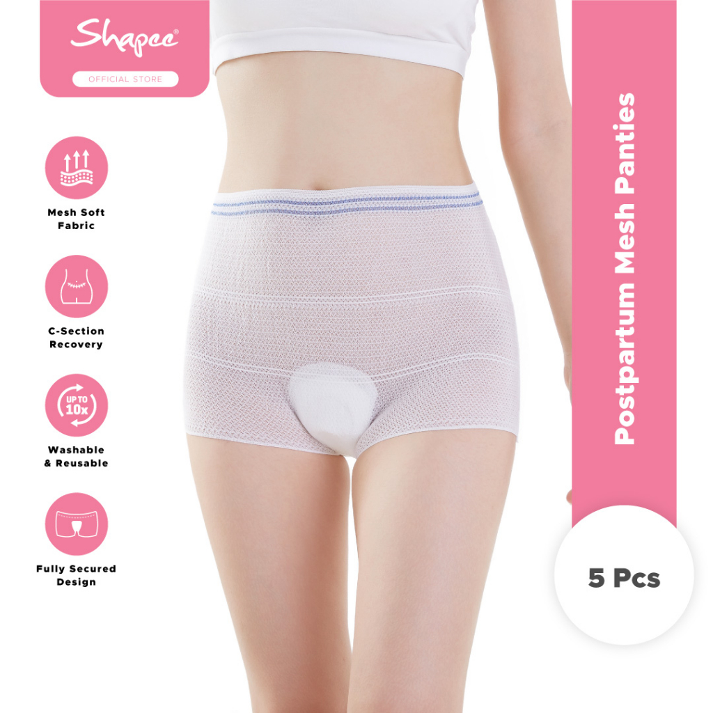 Shapee Postpartum Mesh Panties (5pcs) - C-section/Post-Surgical Panty,  Reusable & Disposable panty, normal delivery