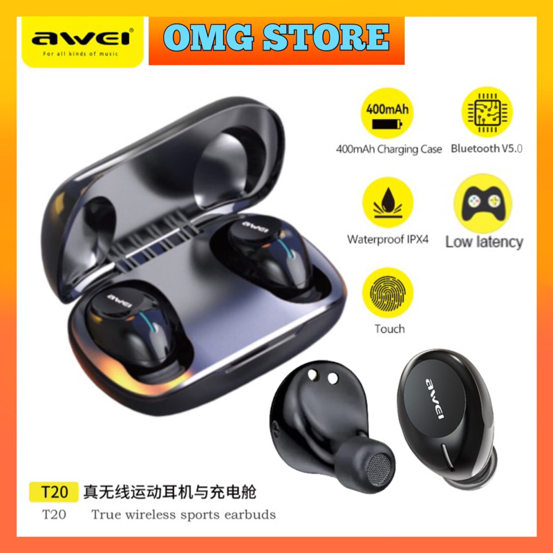 AWEI T20 WIRELESS EARBUDS TOUCH SENSOR TWS BLUETOOTH 5.0 HIFI