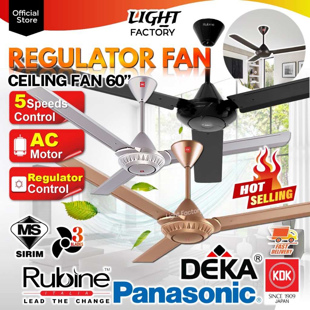 🔥HOT🔥KDK K15VO K15WO 60" 3 Blades Regulator Ceiling Fan || PANASONIC  FM15AO 60Inch || DEKA DR9 60" DK10 56" Kipas Siling | Shopee Malaysia