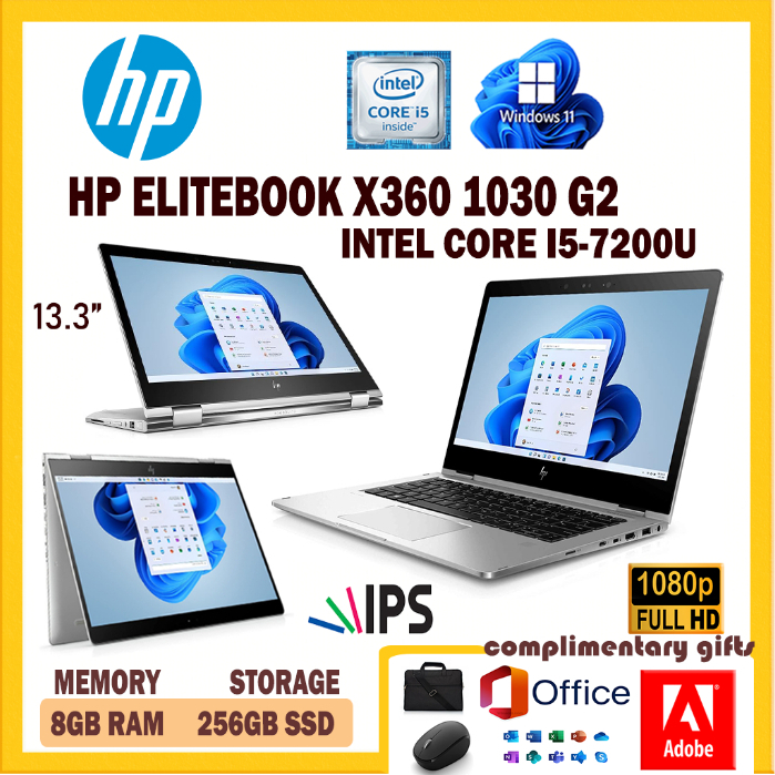 HP ELITEBOOK X360 1030 G2 ULTRABOOK TOUCHSCREEN CORE I5 - 7TH GEN/8GB DDR4  RAM 256GB SSD STORAGE / 13.3 INCH IPS FHD