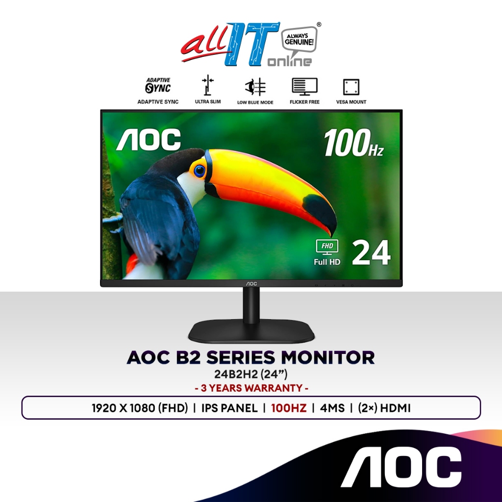 Monitor LED AOC 22B2HN de 21.5, Resolución 1920 x 1080 (Full HD 1080p), 7  ms, 75Hz.