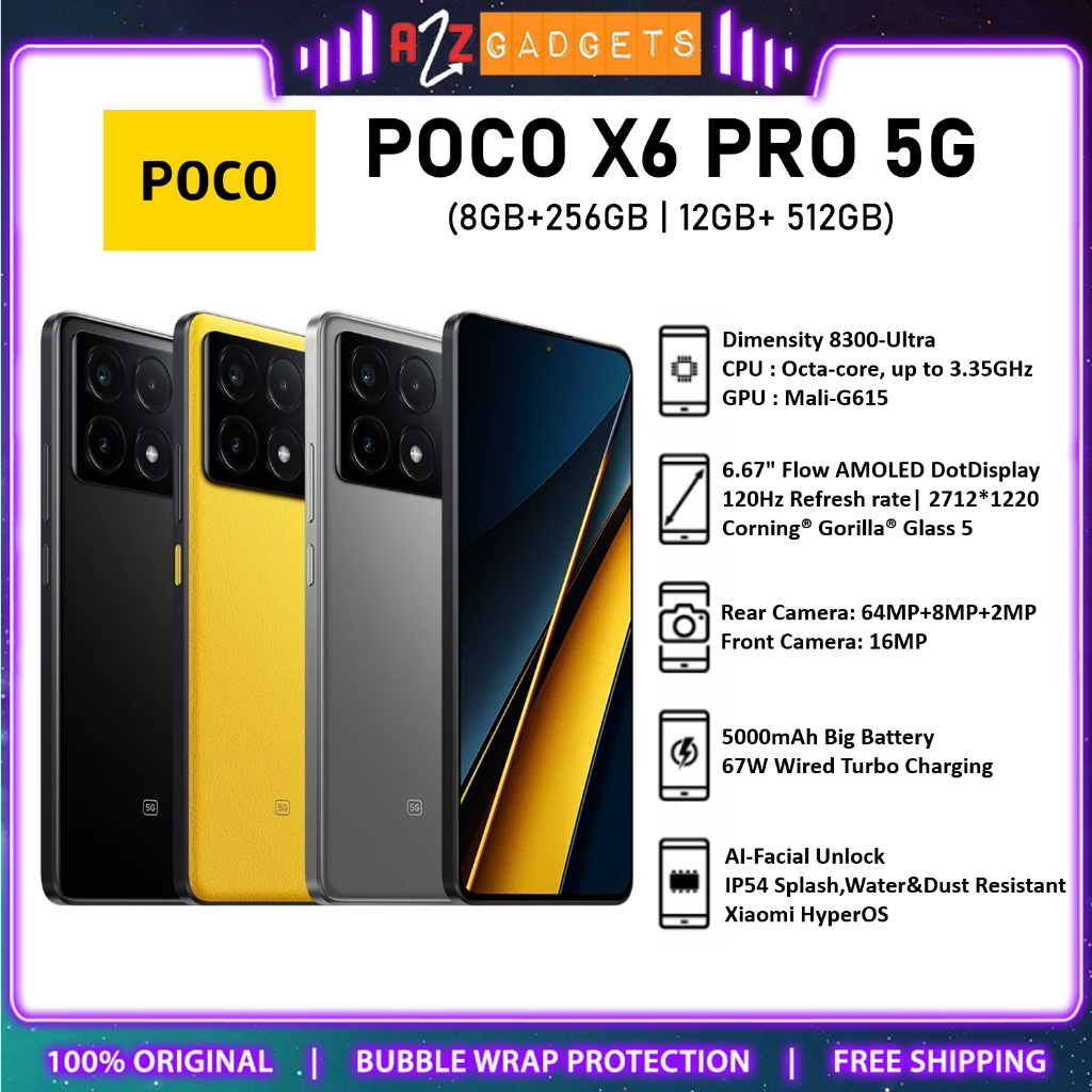 POCO X6 PRO 5G / POCO X6 5G (8+256GB / 12+256GB / 12+512GB) Smartphone -  Xiaomi Malaysia Warranty