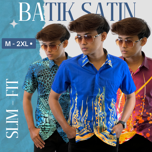 Baju batik lelaki slim hot sale fit