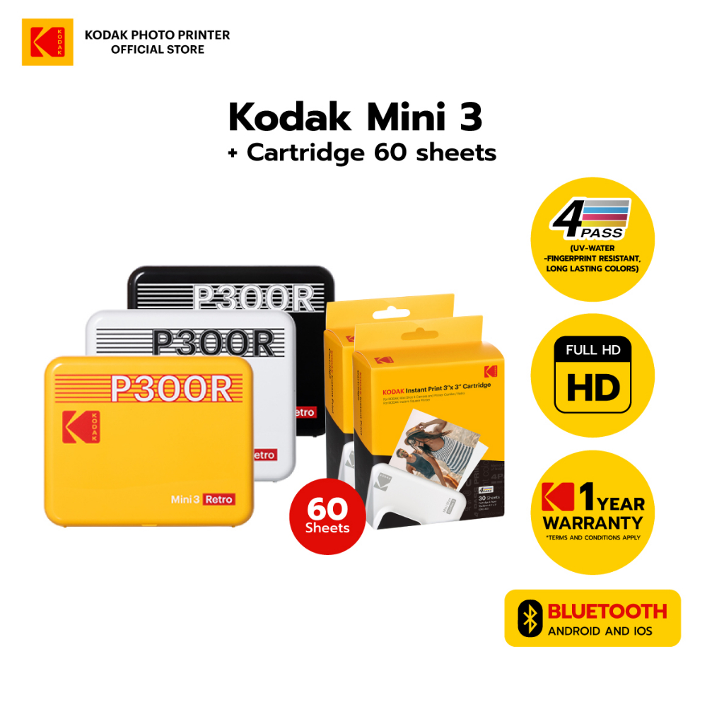 Kodak Mini 2 Retro 2.1x3.4” Portable Photo Printer (60 Sheets