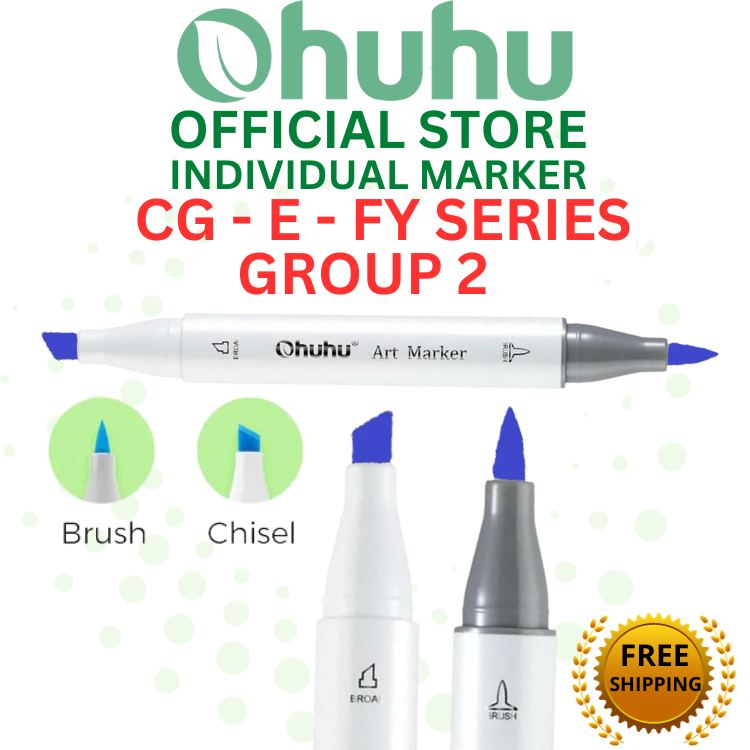 Ohuhu Alcohol Markers Extra Wide Broad Tip - Refillable Ink- 6 Colors of  Halcyon Oasis - 1-19mm Nib Calligraphy Markers for Background Poster Design