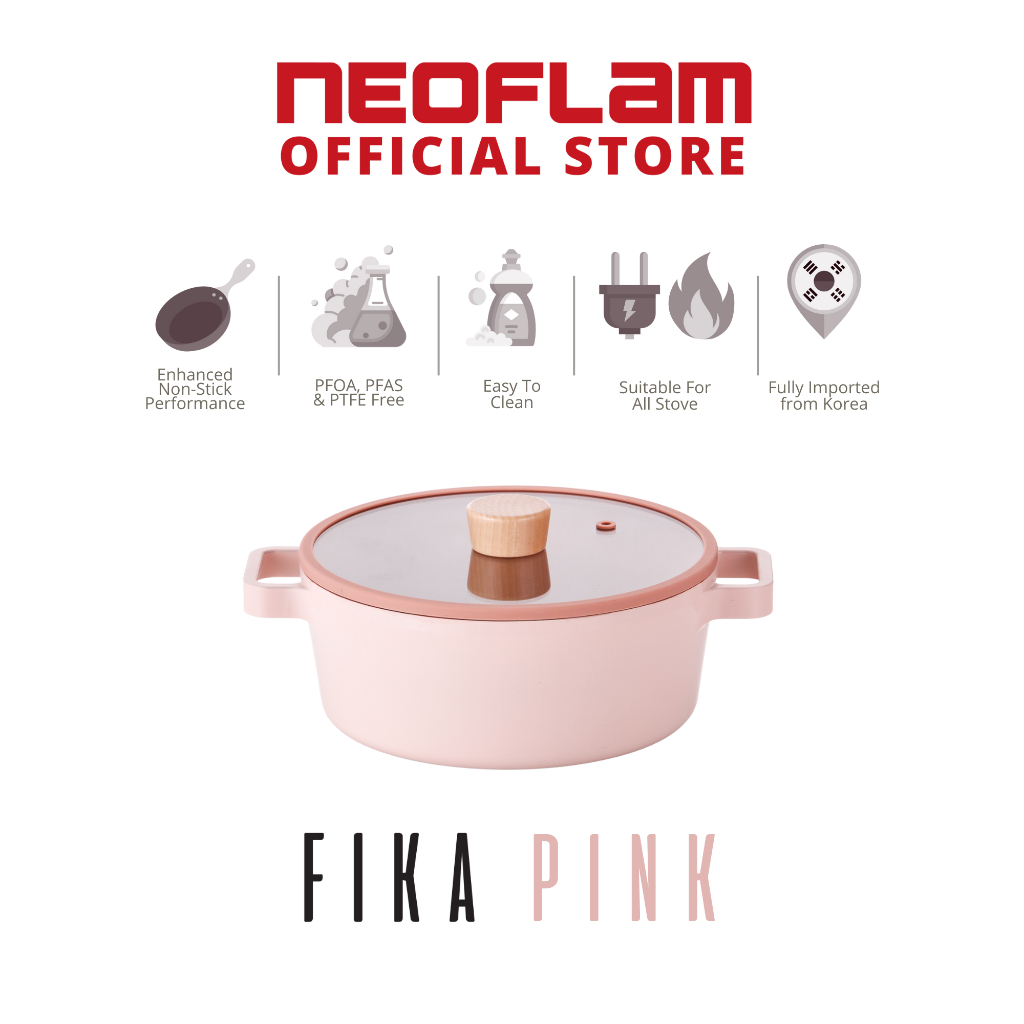 Neoflam FIKA Pink 22cm Casserole - Neoflam Malaysia