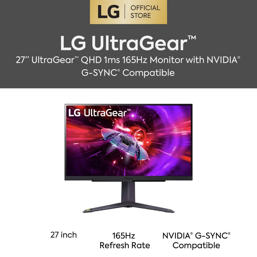 27 UltraGear™ QHD 1ms 240Hz Gaming Monitor with NVIDIA® G-SYNC® Compatible