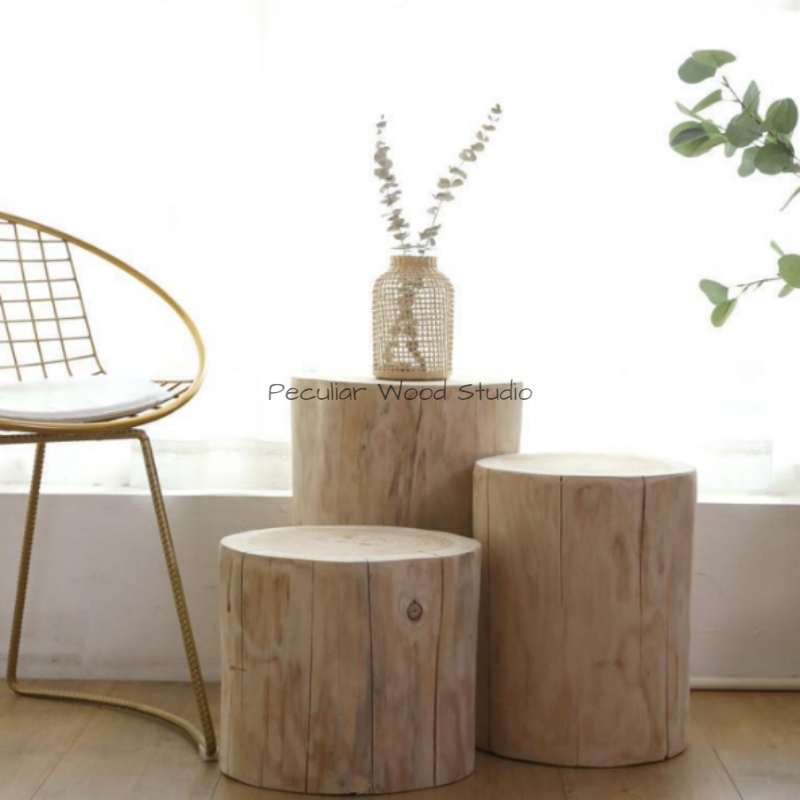 Peculiar Wood Solid Wood Log Wood Stump Decorative Side Table