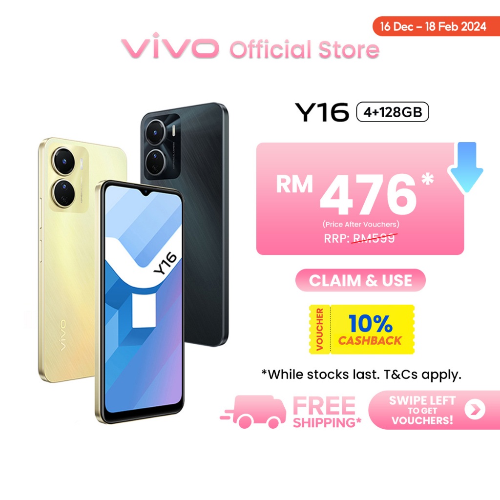 VIVO Y16 V2204 64GB 4GB RAM 6.51 DUAL SIM (GSM UNLOCKED)