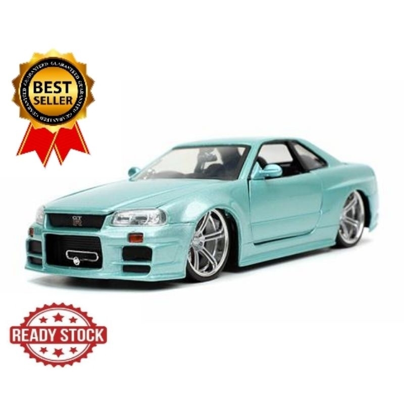 All 1:24 Fast And Furious Nissan Skyline Gtr R34 Mitsubishi Diecast Metal  Alloy Model Car Toys For Kids Toy Gift Collection