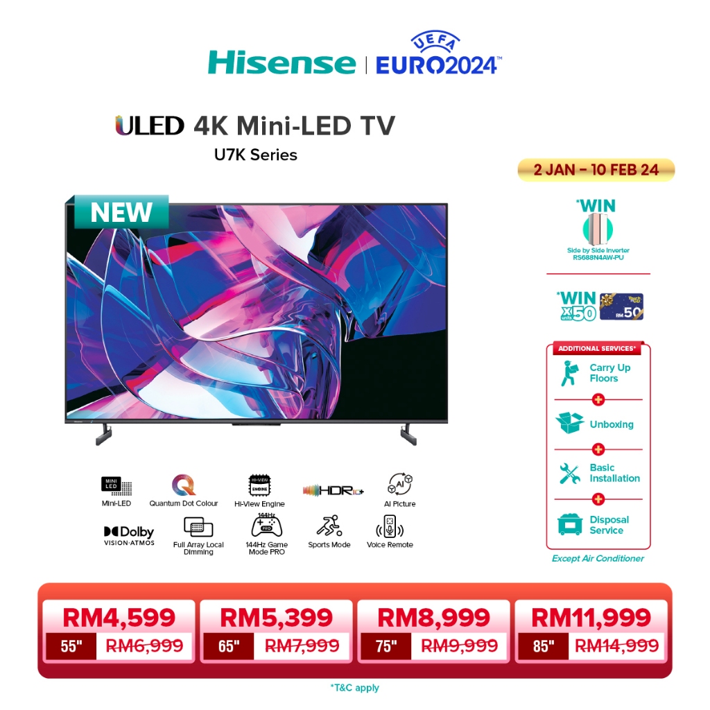 Hisense 55 U7 Series Mini-LED ULED 4K Google TV (55U7K)