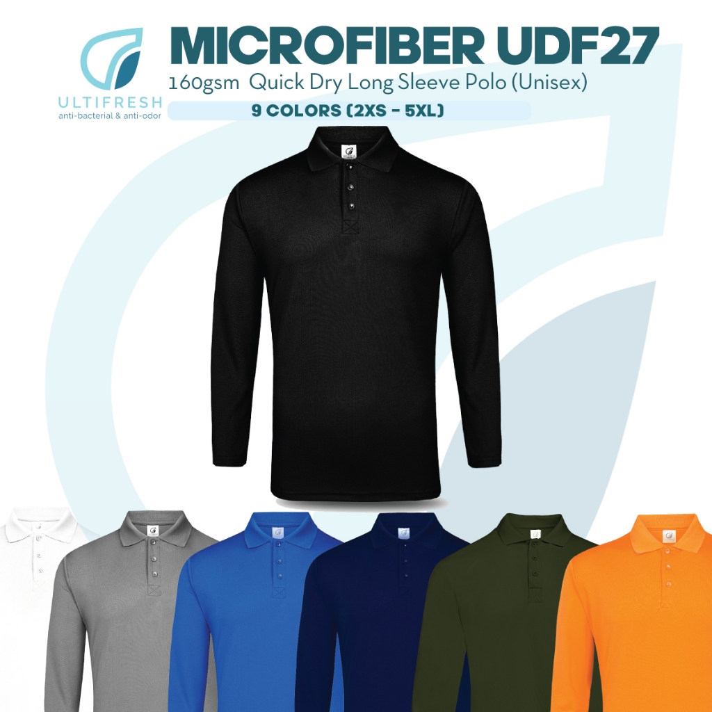 Quick Dry Long Sleeve Polo - UDF27 Series (Unisex) - Green Cotton