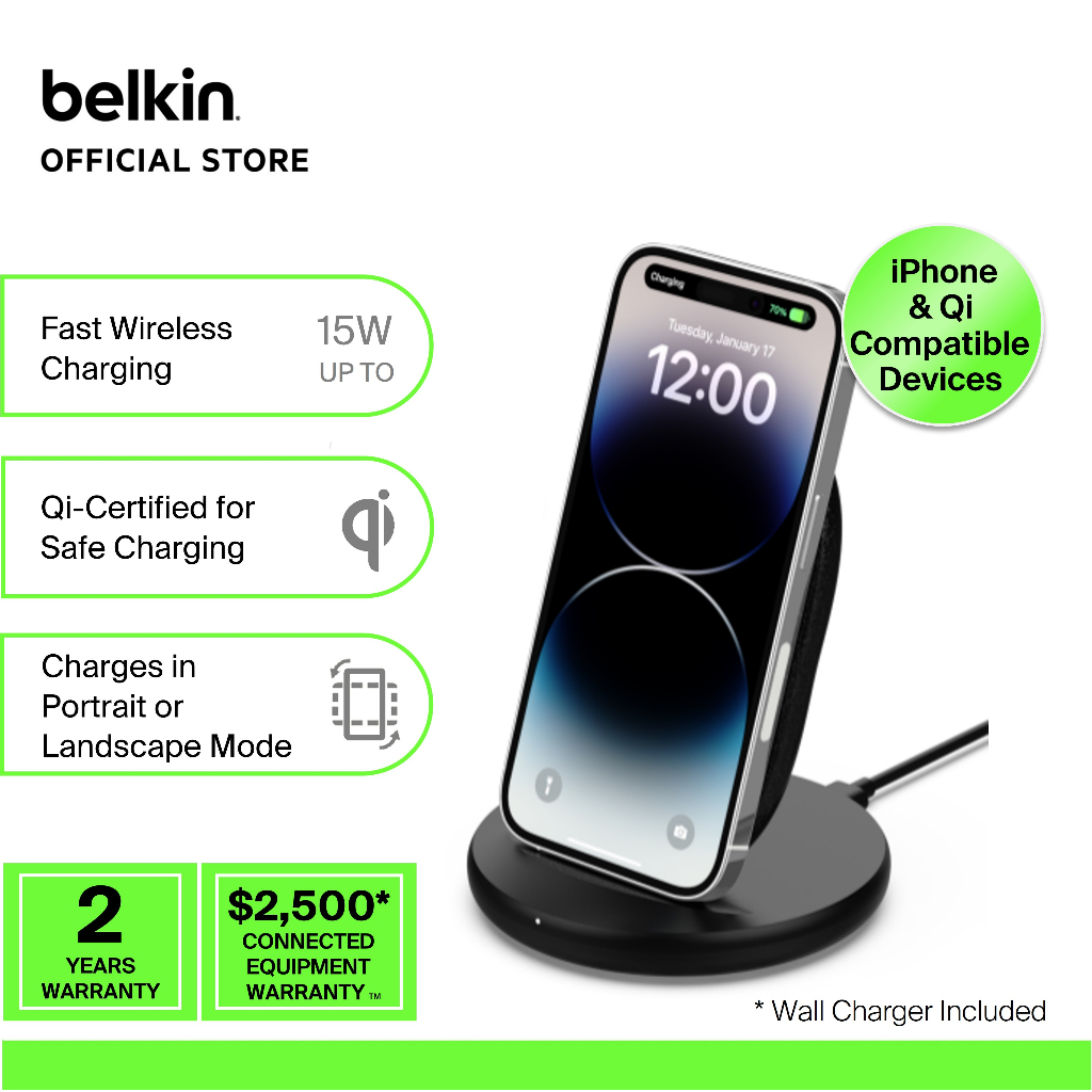 Belkin WIB002my BoostCharge 15W Wireless Charging Stand+QC 3.0 24W