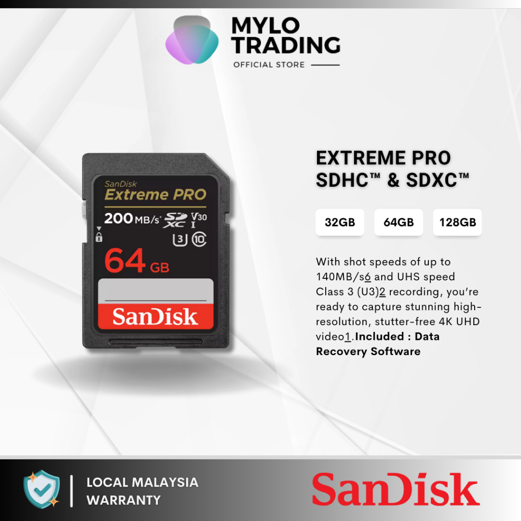 SanDisk 64GB Extreme PRO UHS-I U3 SD card 200MB/s SDXC Memory card