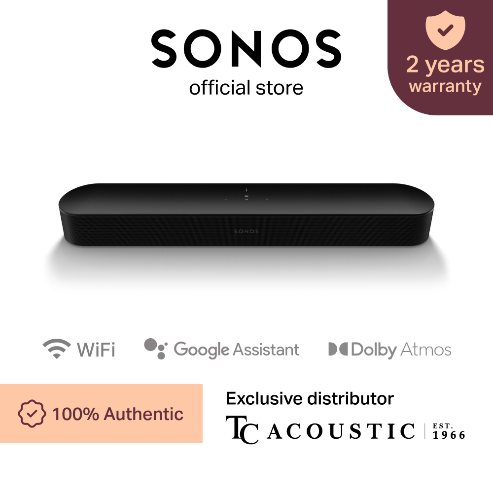 Sonos Beam (Gen 2) Compact Smart Sound Bar with Dolby Atmos (Black) 