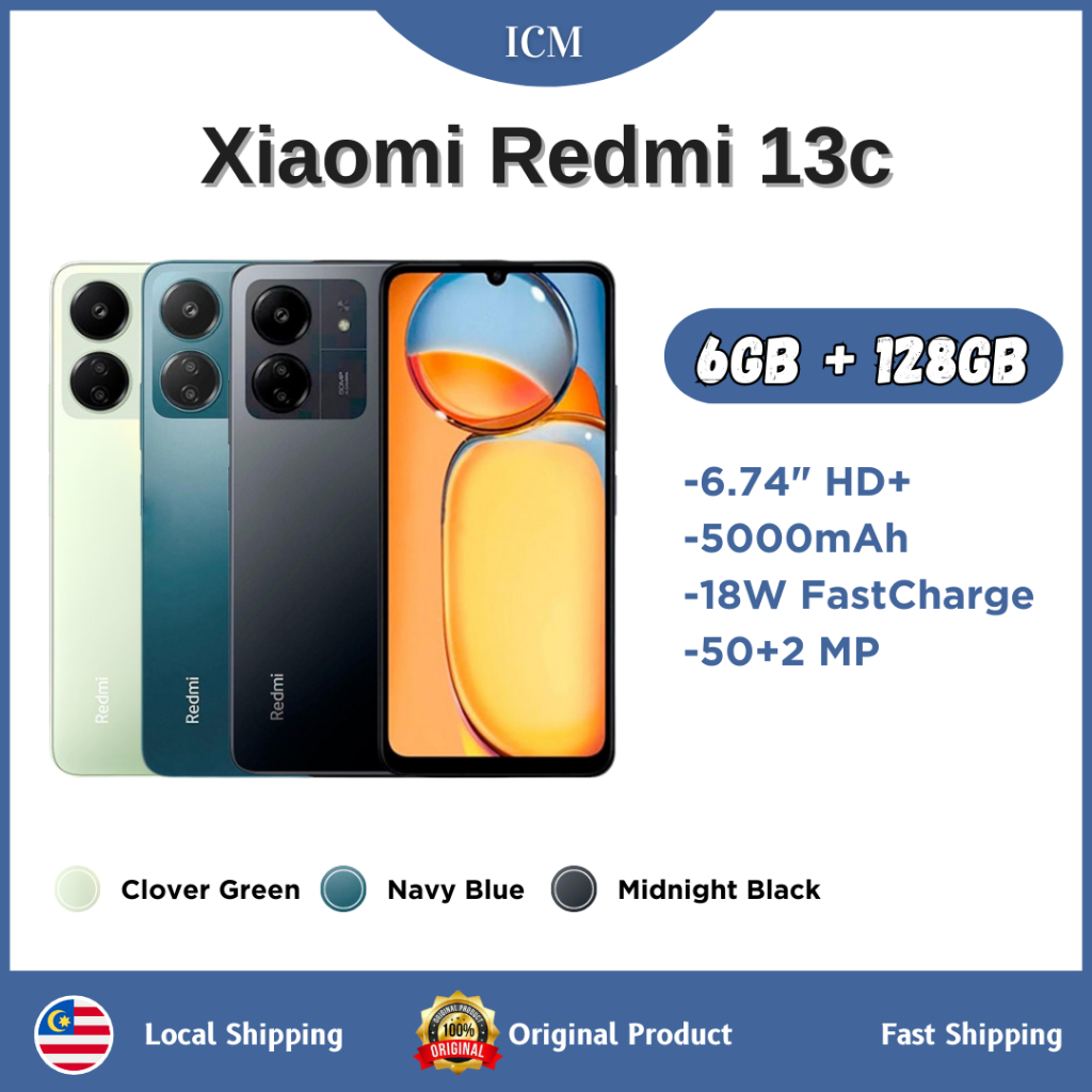 Ready Stock) Xiaomi Redmi 13c (6GB Ram + 128GB Rom) Original 1 Year  Warranty
