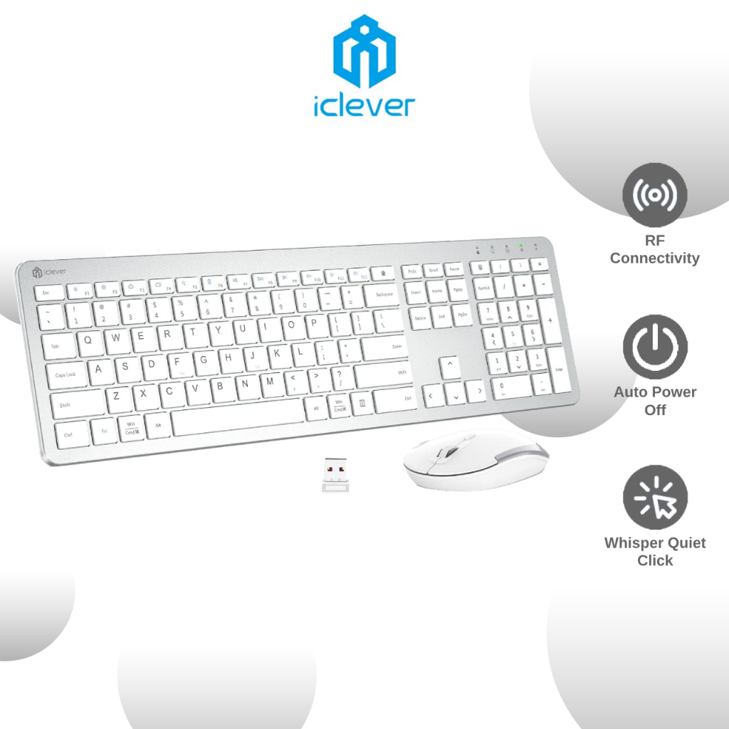 iClever GK08 Wireless Keyboard and Mouse - Rechargeable Keyboard