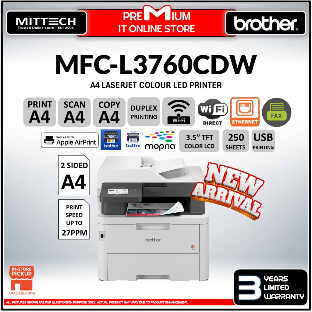 Brother's MFC-L3760CDW - Compact Colour LED All-in-One Printer