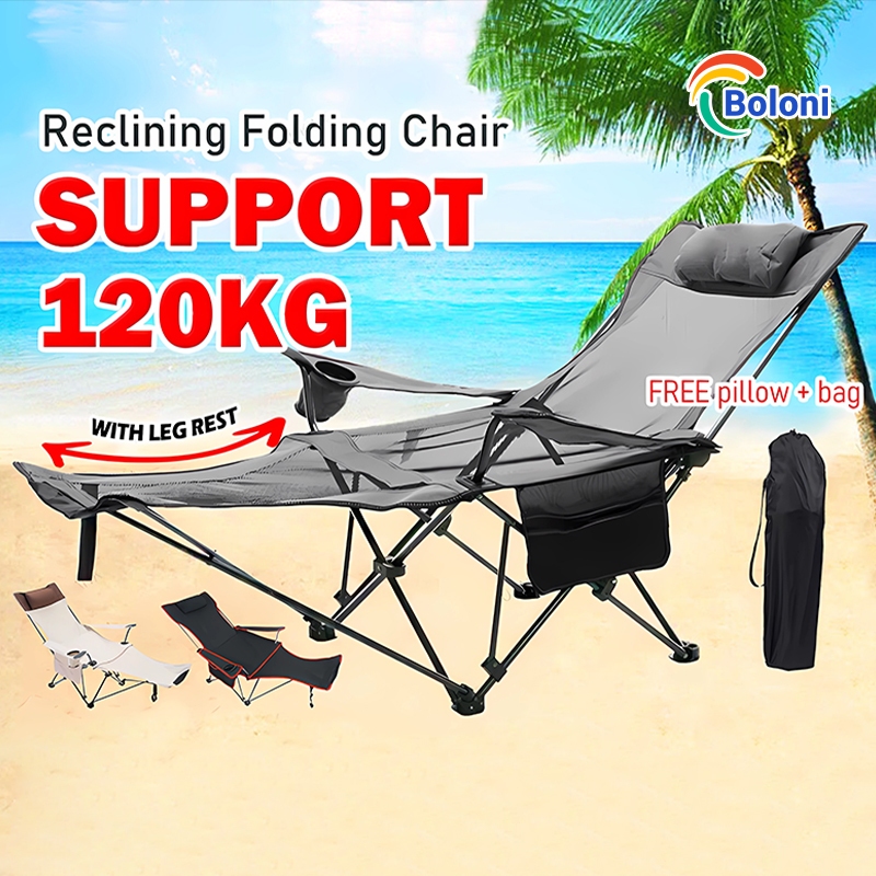 Reclining Camping Chair with Leg Rest Folding Recliner Lazy Chairs