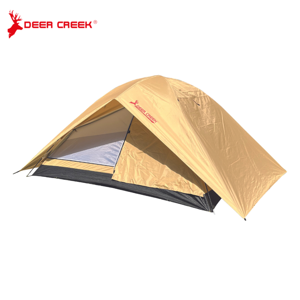 Deer Creek 4 Person Double Layer Monsoon Dome Tent Gold Green