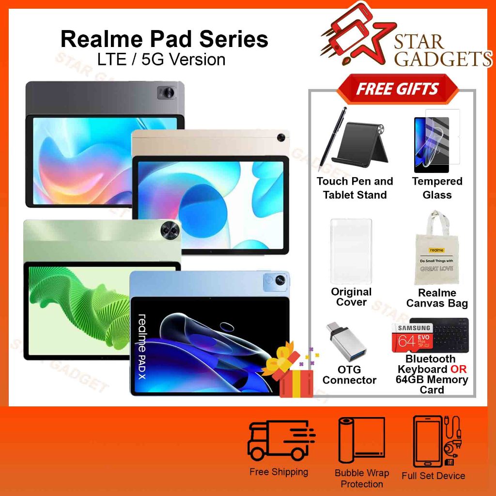 Wi-Fi+4G) Realme Pad LTE GREY 4GB+64GB Octa Core Global Ver. Android PC  Tablet
