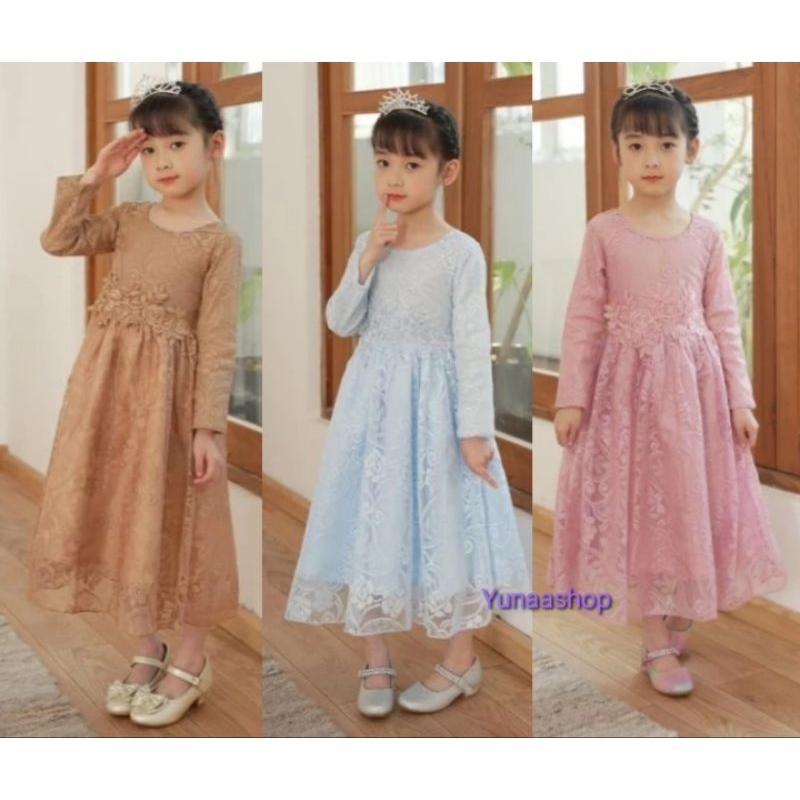 Dress Muslimah Baju Raya Budak Perempuan 4 12 Years Jubah Long