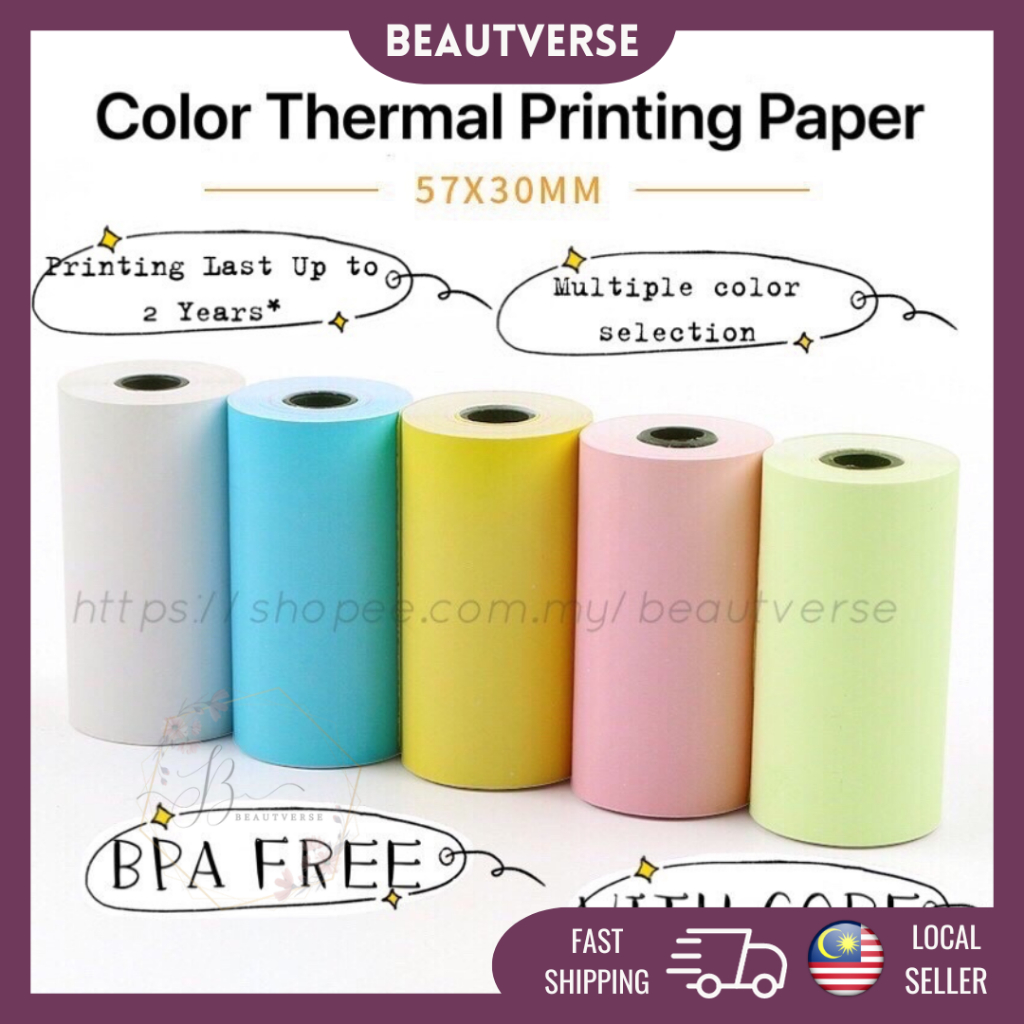 6 Rolls White Thermal Paper Color Label Paper Transparent Sticker Paper For  PeriPage PAPERANG Phomemo Photo