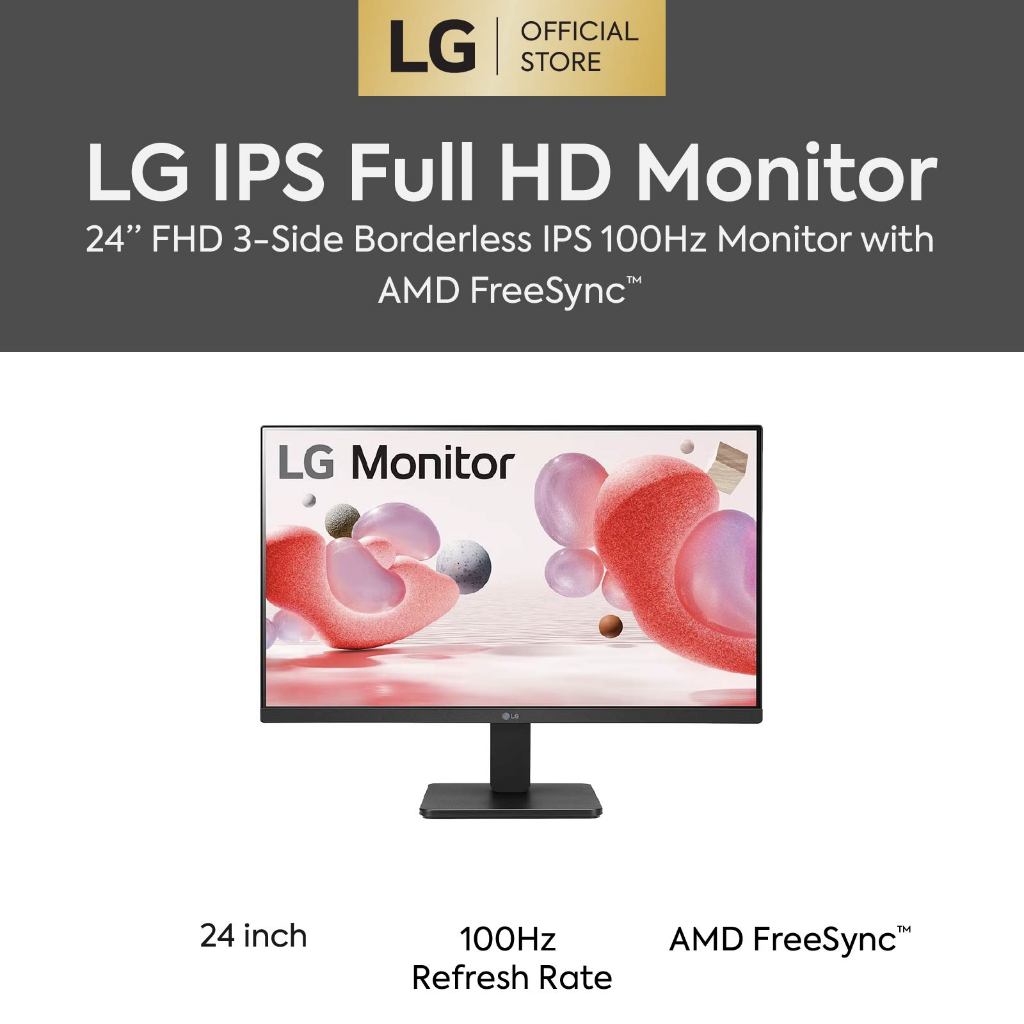 LG 24 IPS 3-Side Borderless FHD 100Hz AMD 100Hz FreeSync Monitor (HDMI)  Black 24MR400-B.AUSQ - Best Buy