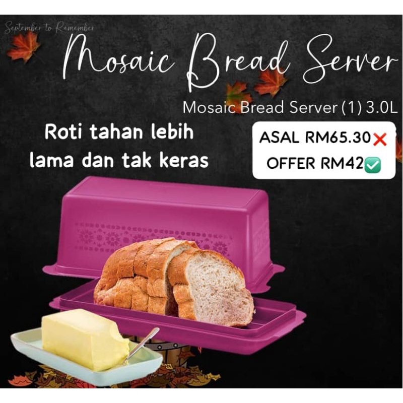 Tupperware Mosaic Bread Server 3.0L/ Bekas Roti/ Bread Keeper/ Roti/ Bread
