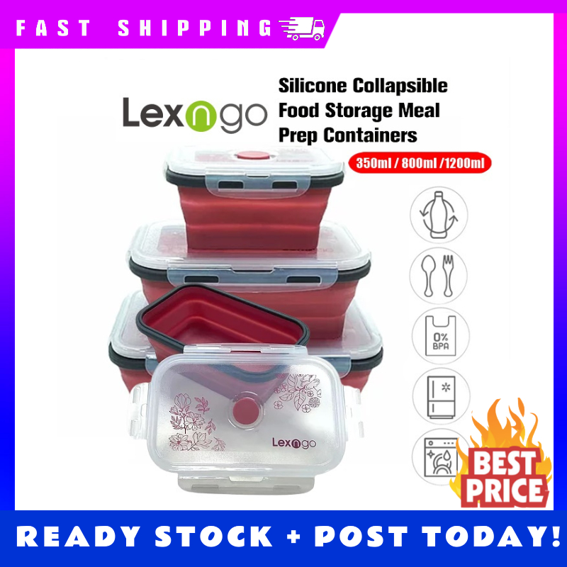 Lexngo - Silicone Collapsible Food Storage Meal Prep Containers 350ml /  800ml / 1200ml 