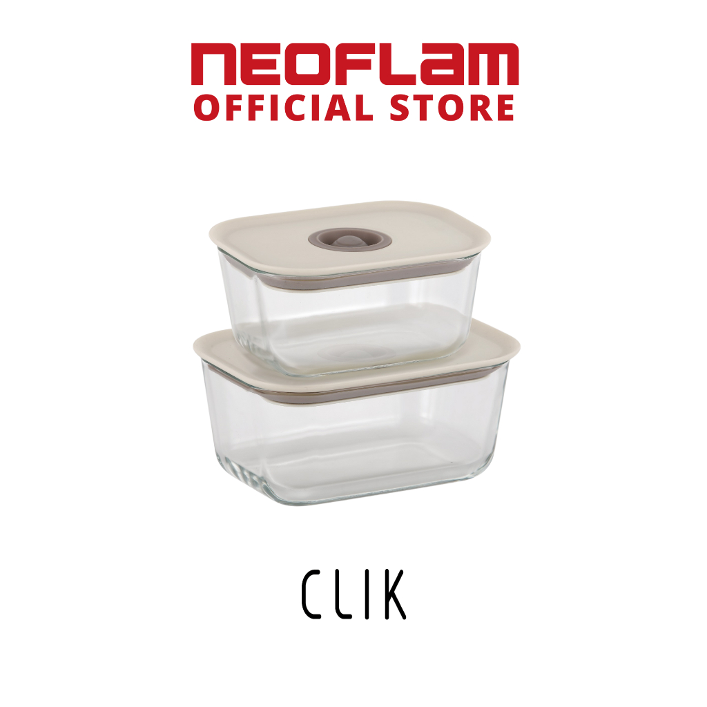 neoflam fika clik glass food storage containers set (set of 3)