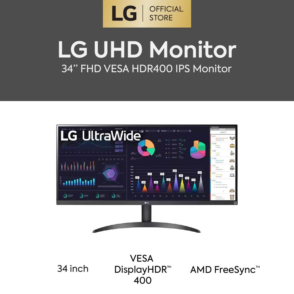 MONITOR LG 34WQ500-B, UltraWide 34 IPS, FHD, 100Hz, 5ms, AMD FreeSync