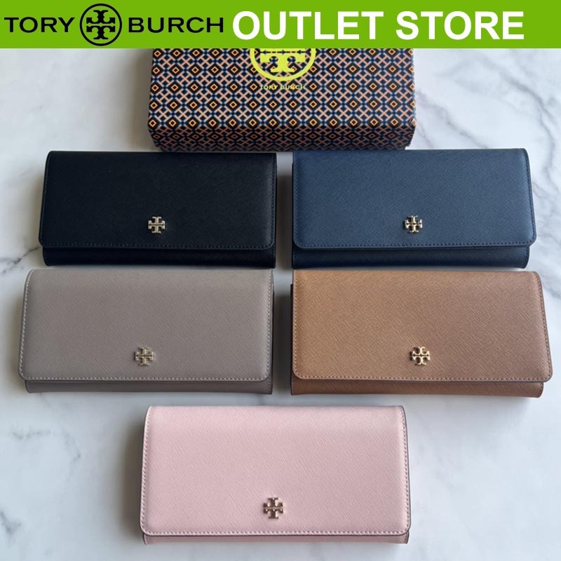 Original Tory burch Women's Wallet Long Wallet Saffiano Leather Trifold  Wallet