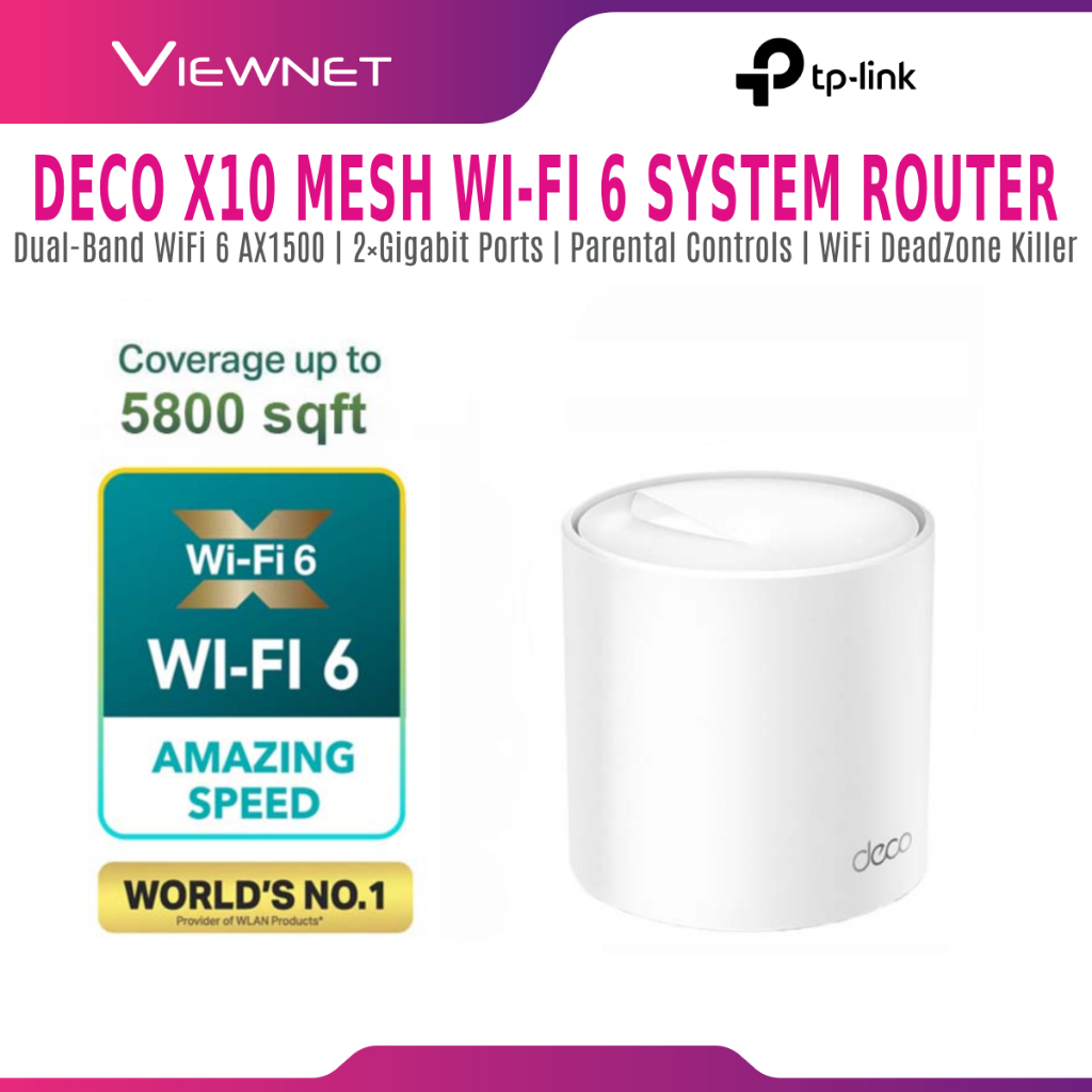 TP-Link Deco X10 AX1500 Whole Home Mesh Wi-Fi 6 System (1 Pack/2