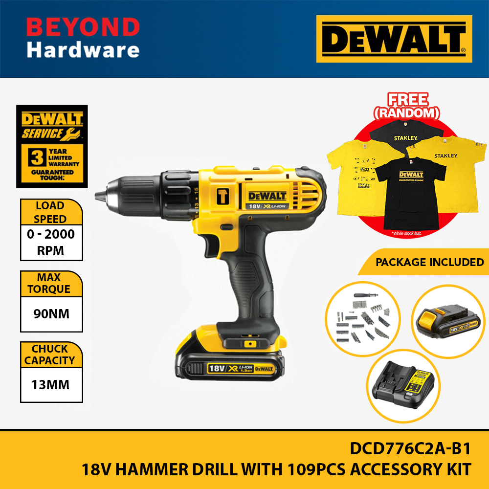 DEWALT 20V Hammer Drill with 109pcs Accessory Kit DCD776C2A B1 Shopee Malaysia