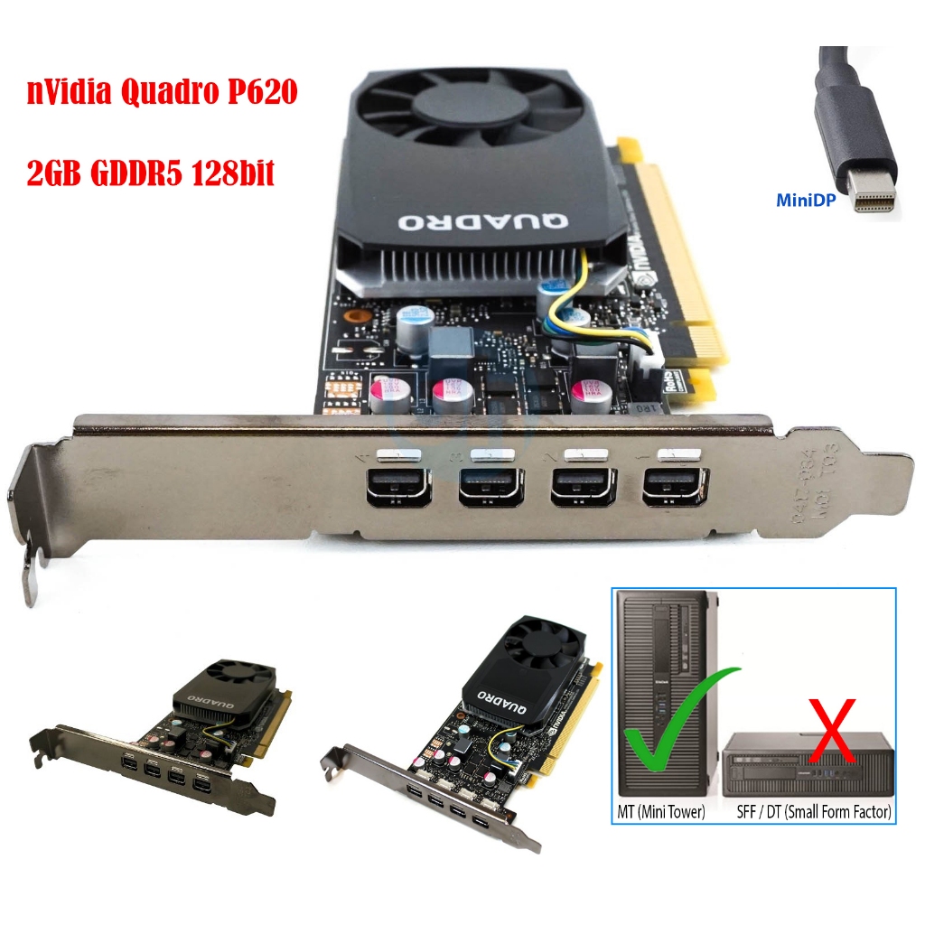 HP nVidia Quadro P620 2GB GDDR5 128bit 4 Mini DP VIDEO Graphic