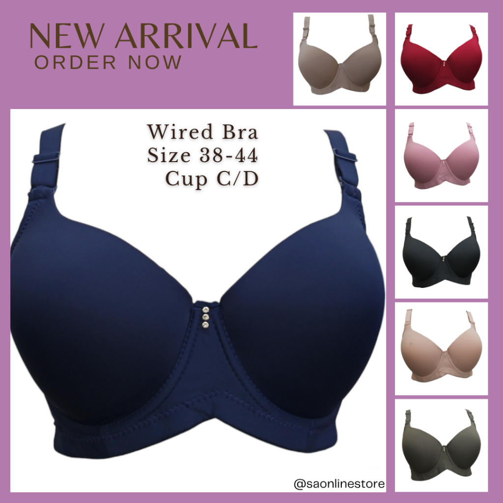 Bras Wired Women Plus Size 3288 Size 38-44 Cup C/D Baju Dalam Wanita  Berdawai Cover lemak tepi | Shopee Malaysia