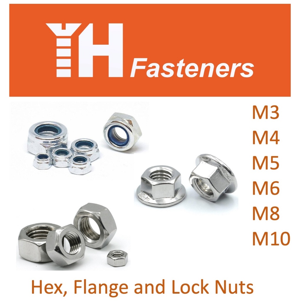 M5 / 5 mm left thread flanges nyloc lock nut gland nuts - 4.8 steel