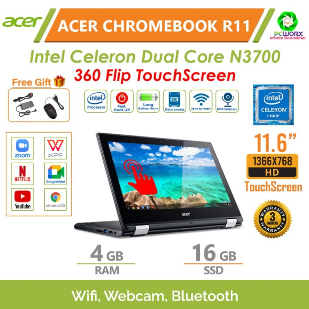 ACER CHROMEBOOK R11 11.6 Inch TOUCHSCREEN 360 FLIP Shopee