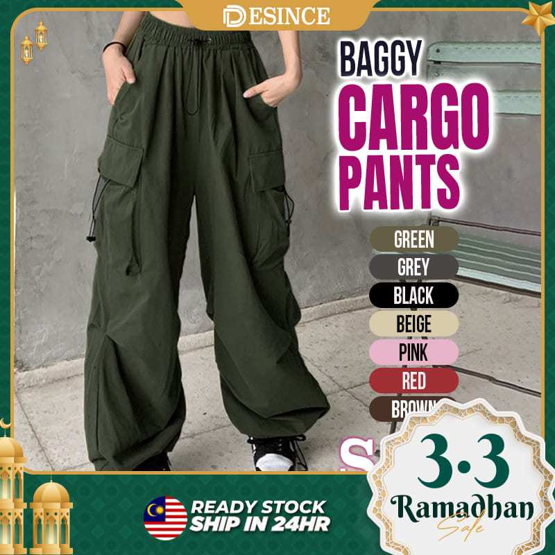 Multi-pocket Baggy Trousers Flared Cargo Pants  Baggy trousers, Pants for  women, Baggy cargo pants