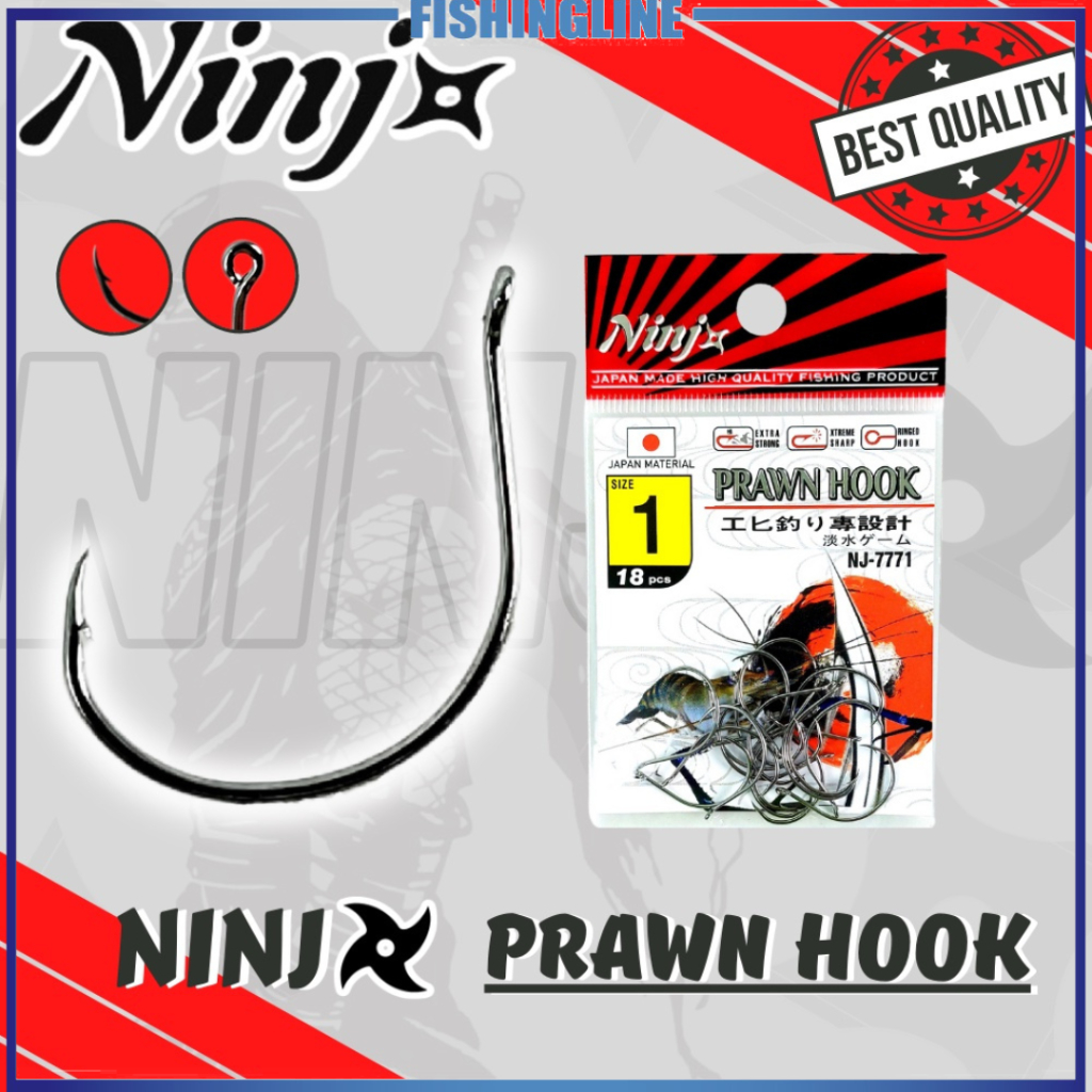 NINJA NJ-7771 High Quality Fishing Prawn Hook / Mata Kail Udang