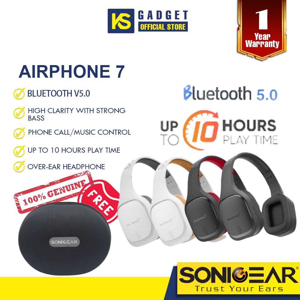 SonicGear Airphone 7 Bluetooth Headphones With Mic 10 Hours Playtime