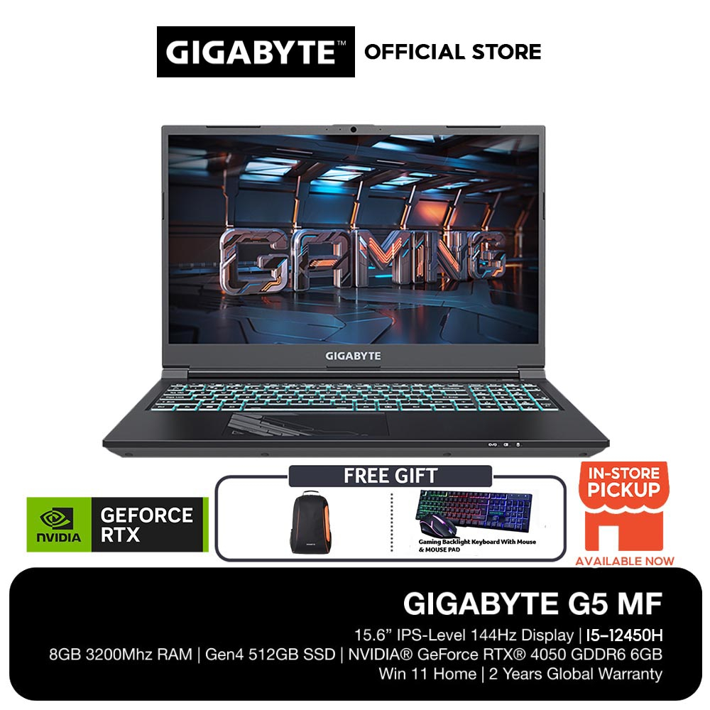 PC Portable Gamer - GIGABYTE G5 MF, 15.6, i5-12500H, RTX 4050, 8GB Ram, 512GB NVMe