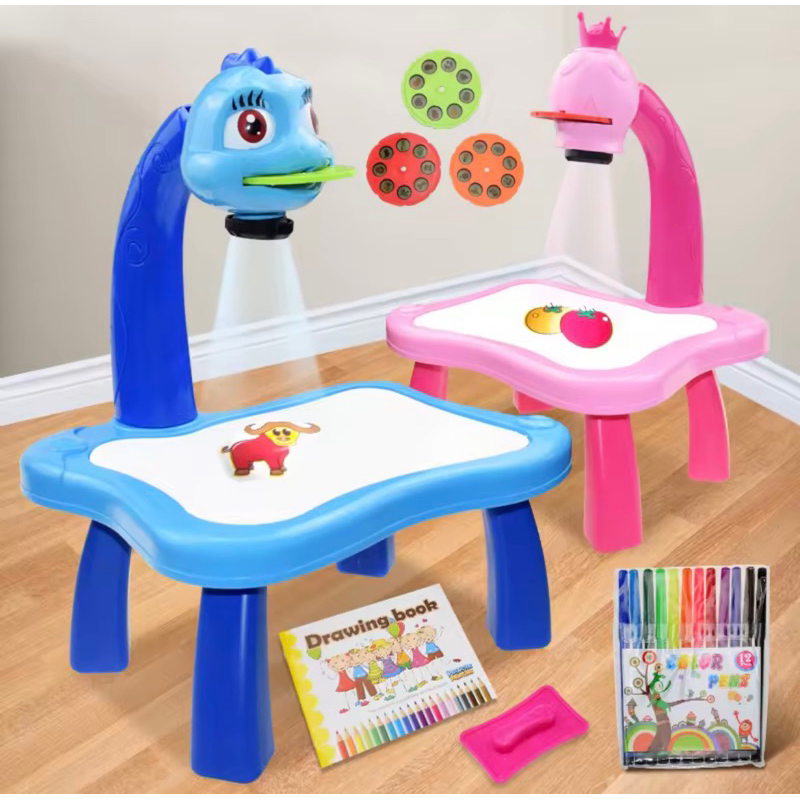 NEW LED Children Projector Art Drawing Board Kids Learning Painting Table  Desk