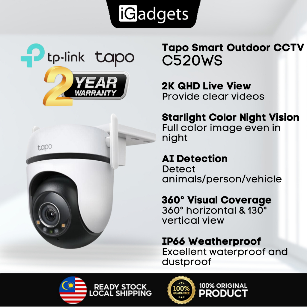 Tapo C520WS  Telecamera Wi-Fi/Ethernet 2K, Starlight Color Night