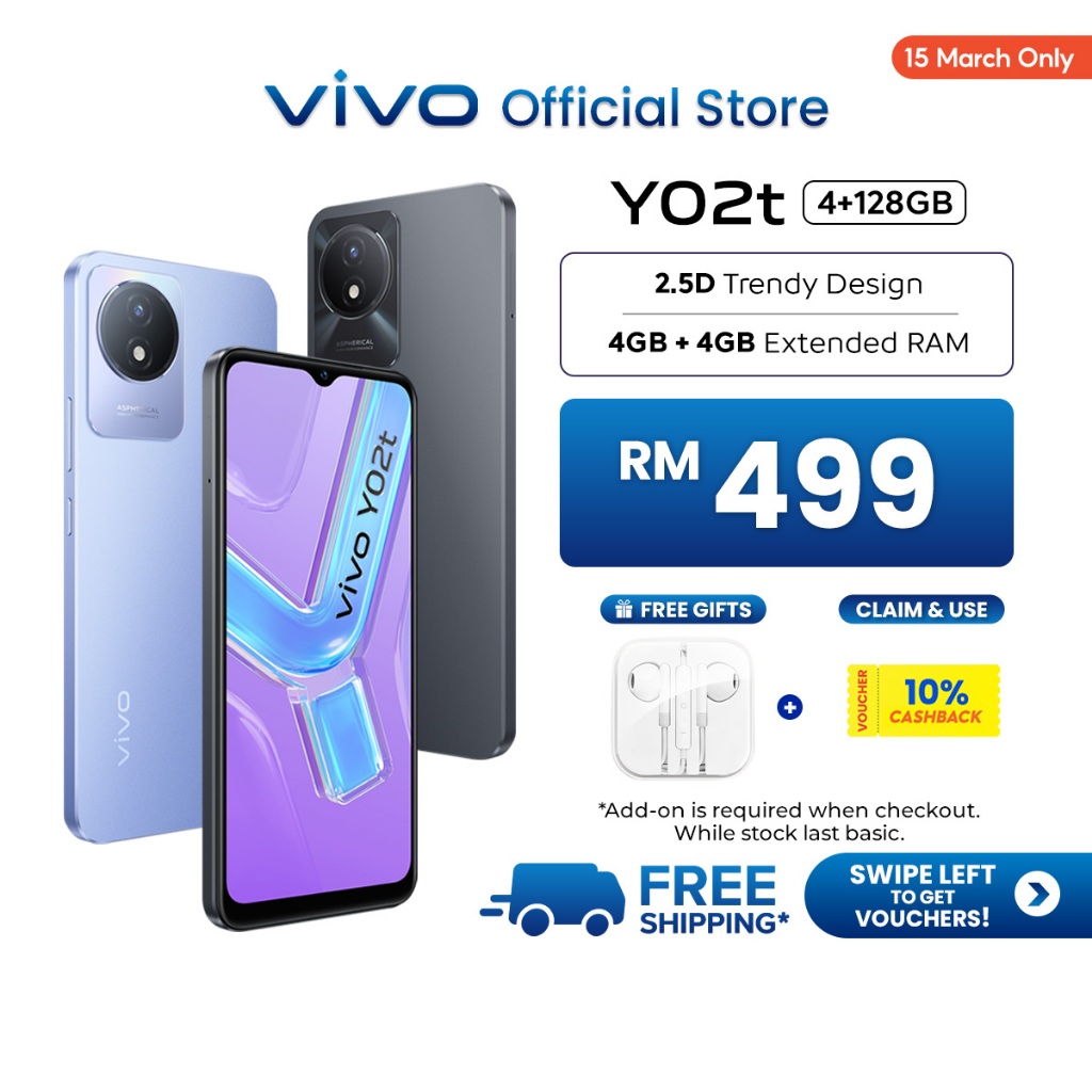 Vivo Y02T 64GB 4GB RAM 4G Cosmic Grey