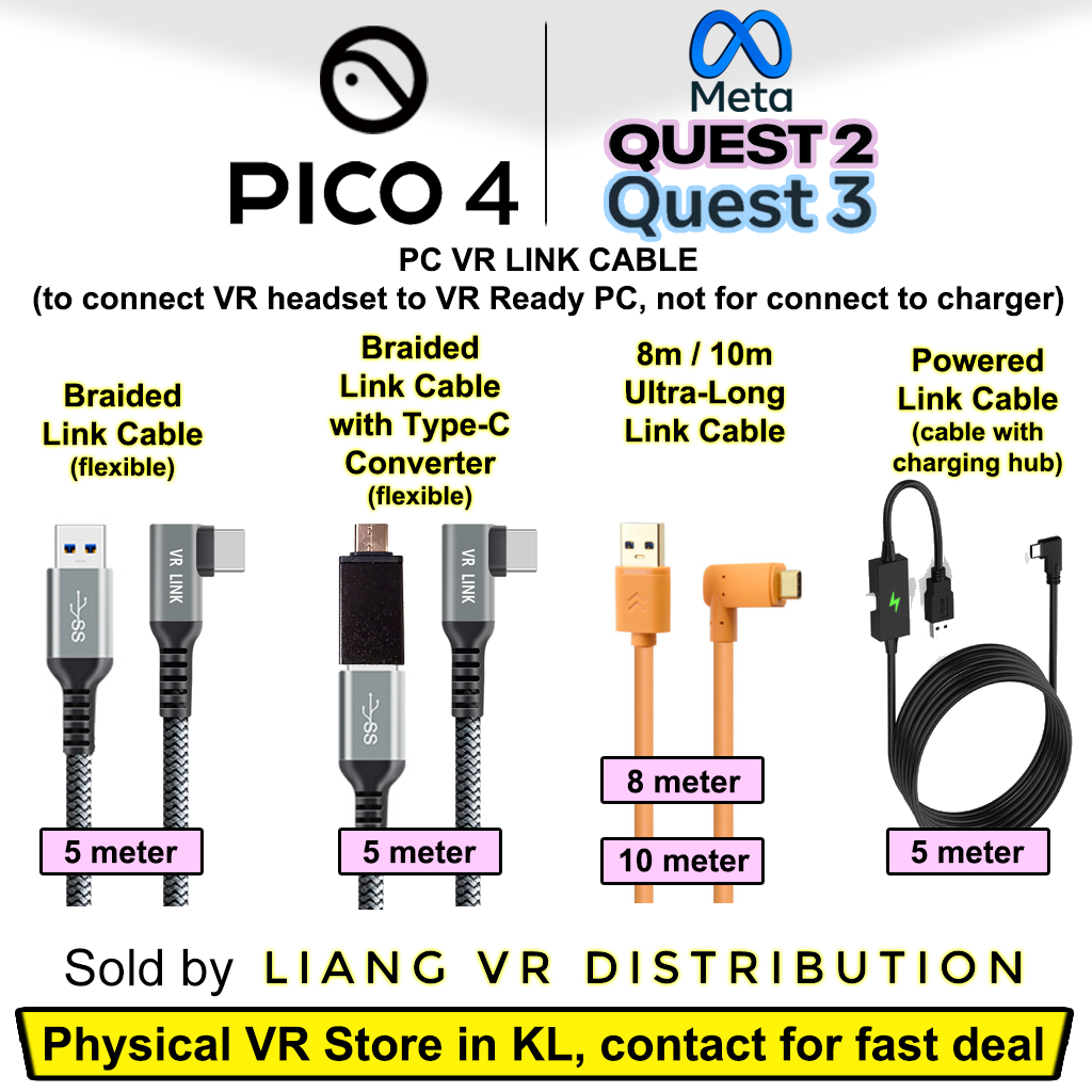 Ultra Long Link Cable for Pico 4 / Meta Quest 2 / Meta Quest 3 PC