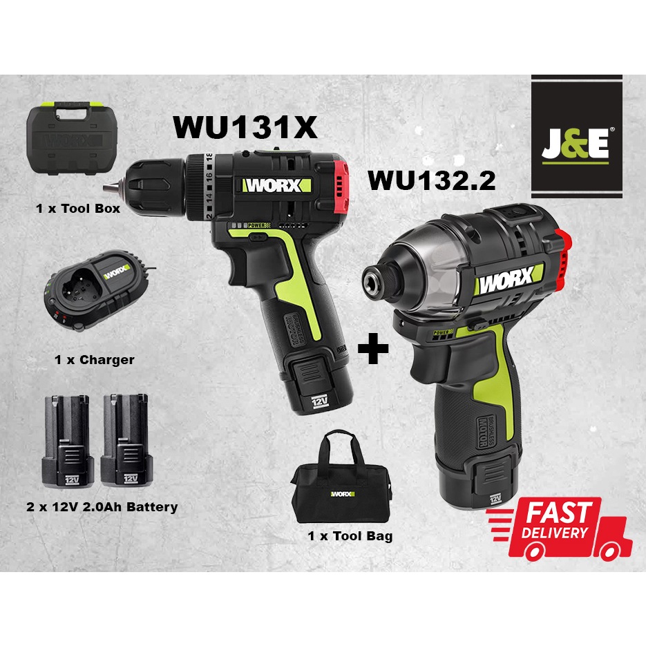 J E LIMITED OFFER WORX WU132 CORDLESS IMPACT DRIVER WORX WU131